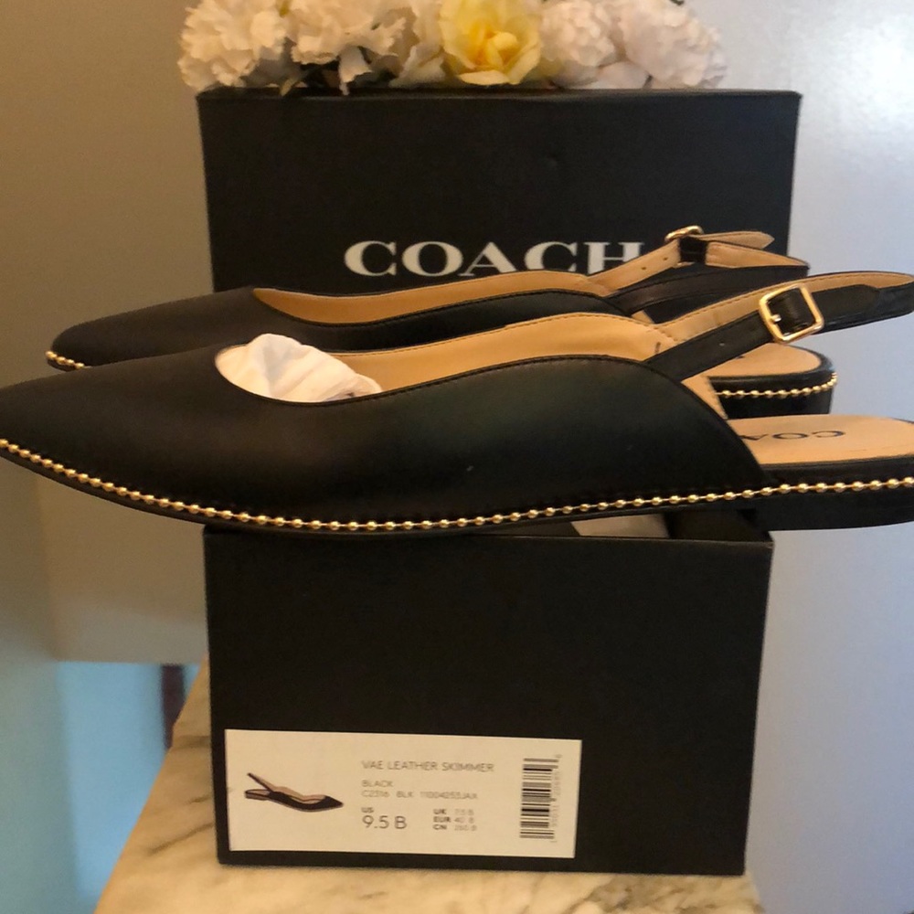 Coach Vae Leather Skimmer.Black 9.5 B. Black